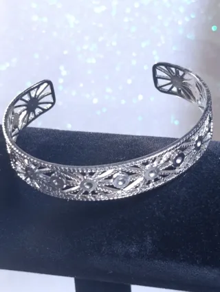 Pulsera acero plateado motivos geométricos