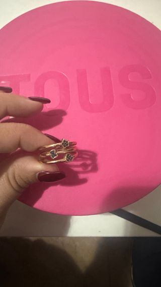 Anillo Tous Oro Rosa Diamante Corazón Estrella oso