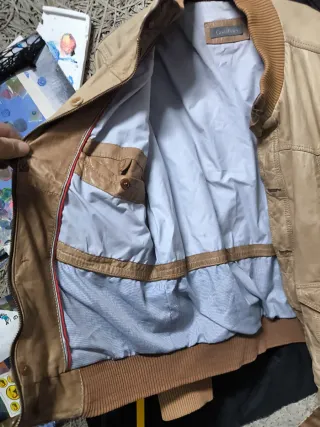 Chaqueta de cuero Casa Polo beige