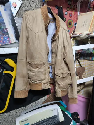 Chaqueta de cuero Casa Polo beige