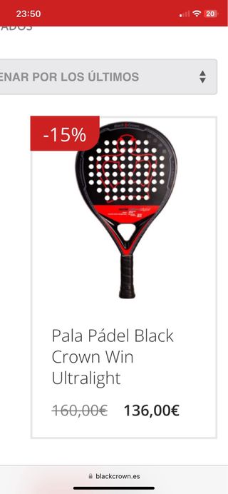 Pala Pádel Black Crown Win Ultralight