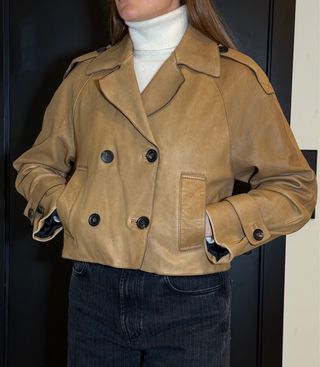 Chaqueta de cuero con efecto vintage Massimo Dutti