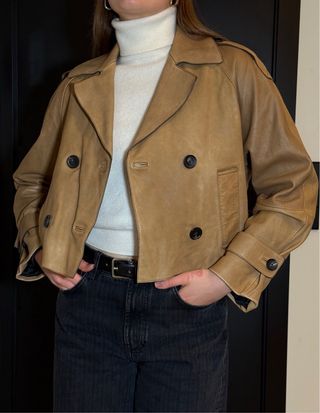 Chaqueta de cuero con efecto vintage Massimo Dutti