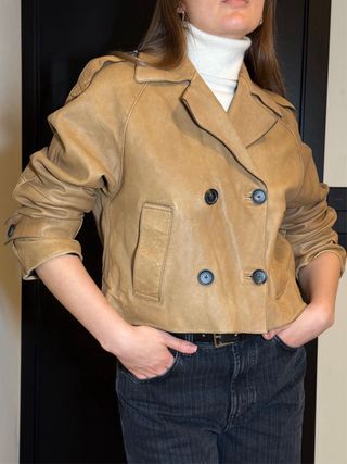 Chaqueta de cuero con efecto vintage Massimo Dutti