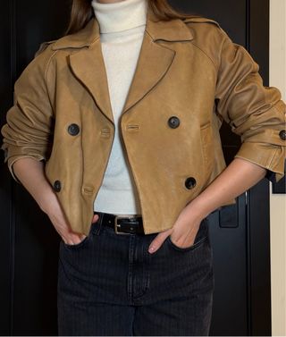 Chaqueta de cuero con efecto vintage Massimo Dutti