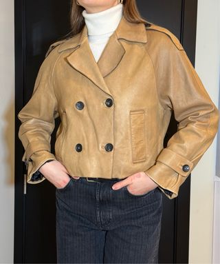 Chaqueta de cuero con efecto vintage Massimo Dutti