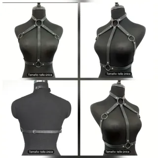 Arnés de piel sintética negro talla única