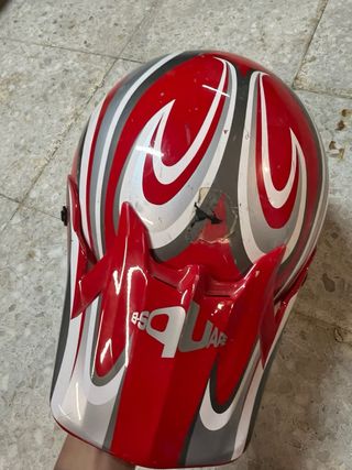 Casco Moto Cross Rojo y Gris