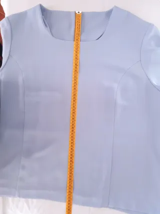 Blusa celeste manga corta mujer