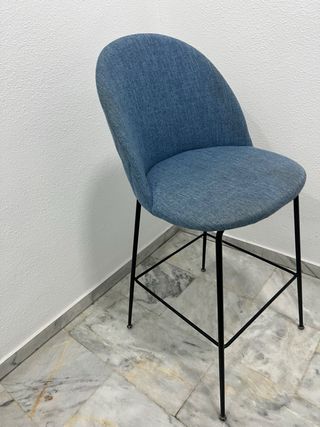 Silla Alta Azul Tapizada