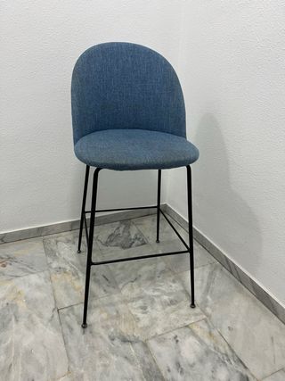 Silla Alta Azul Tapizada
