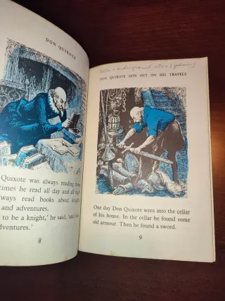 Don Quijote en Inglés, 1973. Japón, ilustr. color