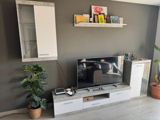 Conjunto Muebles Comedor Gris y Blanco