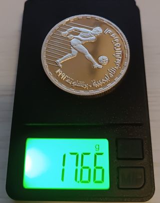 Moneda Plata 5 Libras Egipto Fútbol JJ.OO.