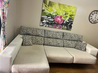 Sofá Cheslong Beige y Blanco