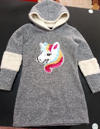 Vestido unicornio niña gris