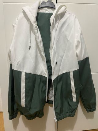 Cortavientos Talla S Blanco y Verde