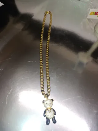 Cadena Cubana con Oso Oro laminado 14K