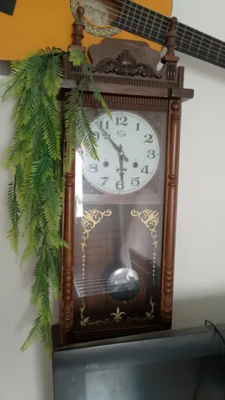 Reloj de Pared Antiguo Madera y Cristal