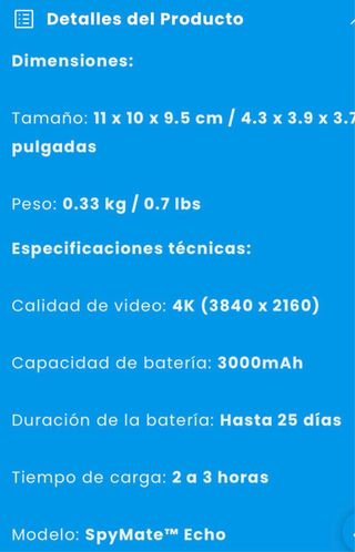 SpyMate EBO SE Cámara Vigilancia Robot