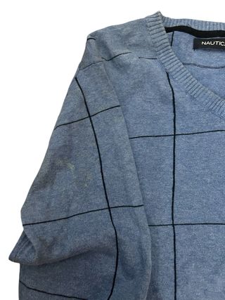 Nautica Jersey V-Neck Azul Cuadros