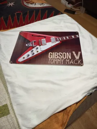 Placa Metálica Gibson V Guitarra