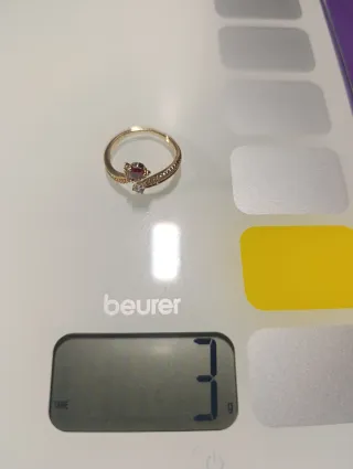 Anillo Oro Laminado y Circonitas Talla 9