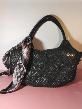 Borsa ecopelle intrecciata a mano/spalla e foulard