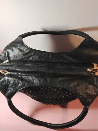 Borsa ecopelle intrecciata a mano/spalla e foulard