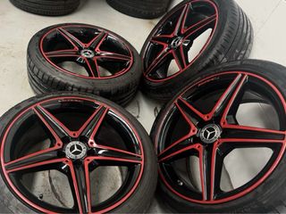 Llantas Mercedes AMG 5 radios con aro rojo