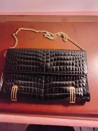 Pochette vintage pelle stampa coccodrillo
