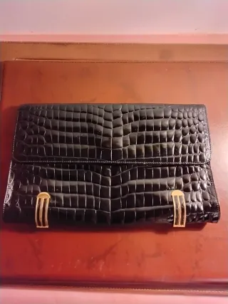 Pochette vintage pelle stampa coccodrillo