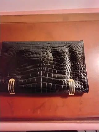 Pochette vintage pelle stampa coccodrillo