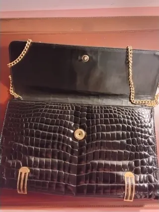 Pochette vintage pelle stampa coccodrillo