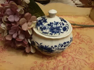 Azucarero Antiguo San Claudio Porcelana Azul