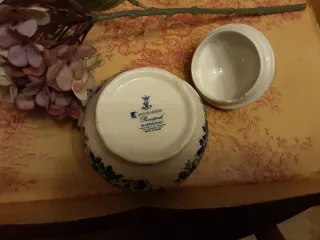 Azucarero Antiguo San Claudio Porcelana Azul