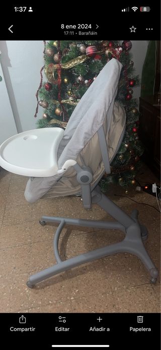 Silla de bebé gris  sin bandeja 100 con 140