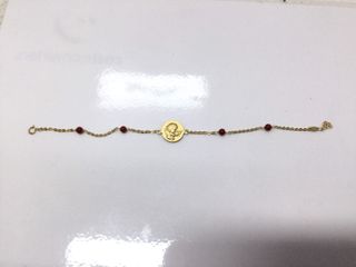 pulsera oro 18k con piedra con coral