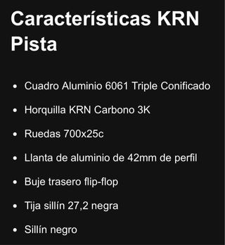 Bicicleta KRN PISTA Carretera Fixie