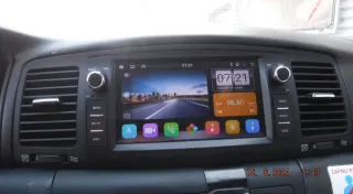 Rádio Toyota Corolla E12 Android 14 com GPS.