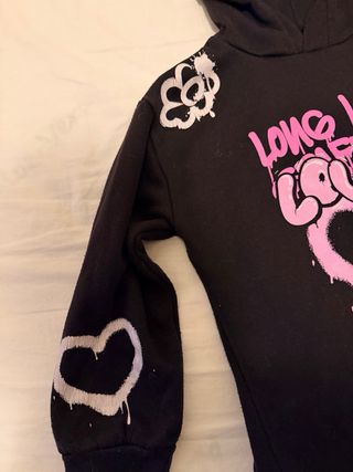 Felpa nera bambina con stampa