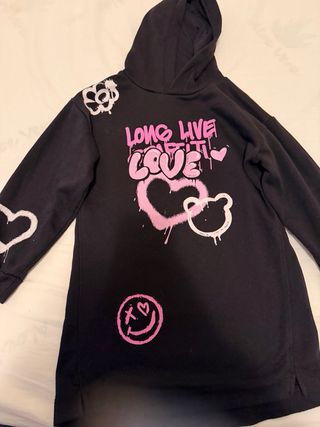 Felpa nera bambina con stampa