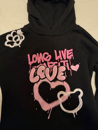 Felpa nera bambina con stampa