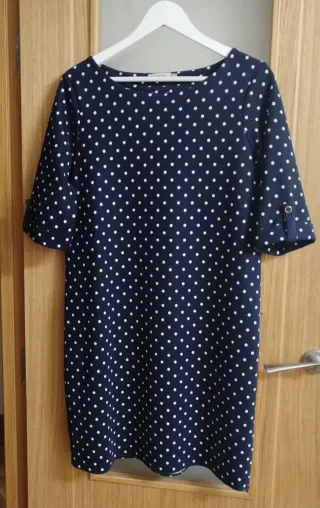 Vestido azul marino lunares blancos Talla XL