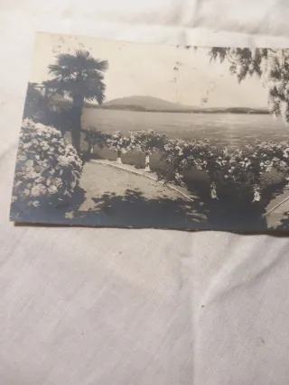 Cartolina antica vista lago e montagna
