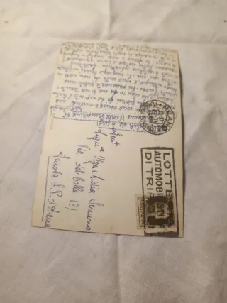 Cartolina antica vista lago e montagna