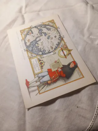 Cartolina storica con mappa e figura