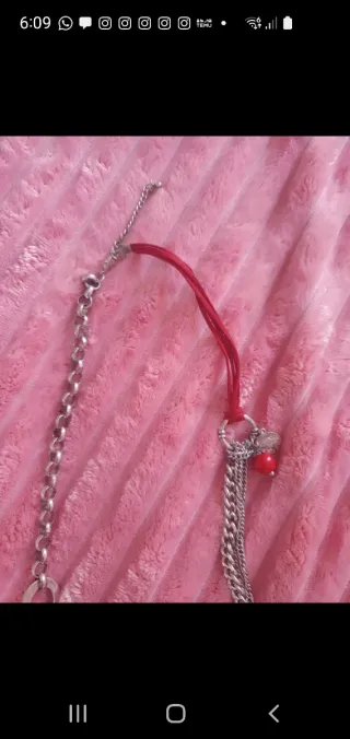 Collana lunga argento e rosso