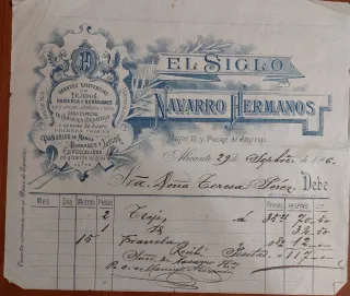 Carta membrete El Siglo Navarro Hermanos Alicante