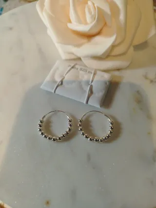 Pendientes Aro Plata Ley 925 Bolitas